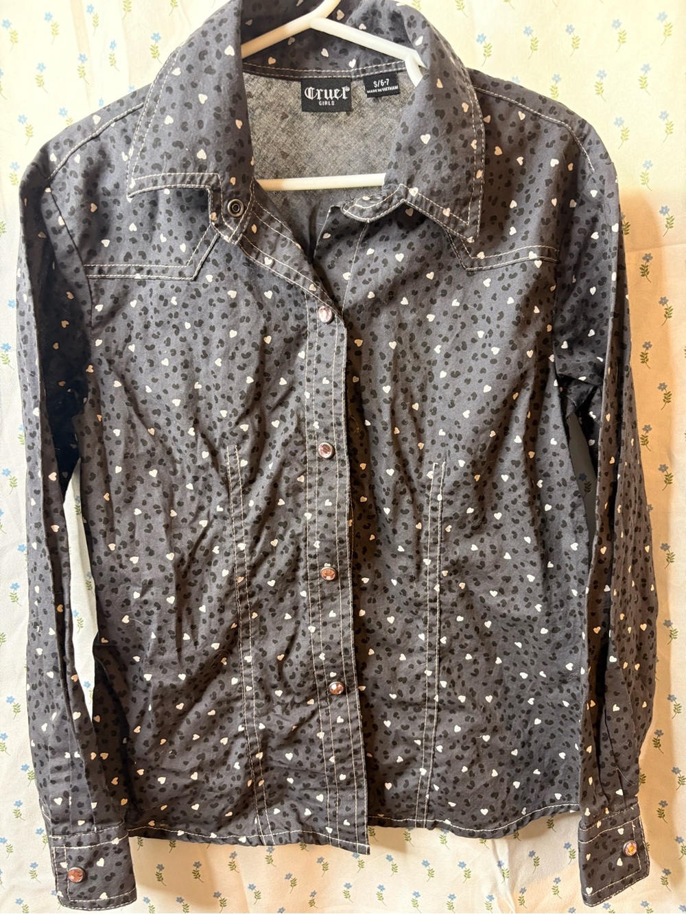 Cruel Girl Black Patterned Button-Up Shirt